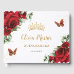 Chic Red Roses Floral Butterflies Gold Quinceanera Guest Book<br><div class="desc">Coordinate your party with this elegant personalized Red Roses Floral Guest Book! Personalize it easily and quickly, simply click the customize it further button to edit the texts, change fonts and fonts colors. Featuring beautiful watercolor red roses and red and gold butterflies. Matching items available in store. (c) Somerset Fine...</div>