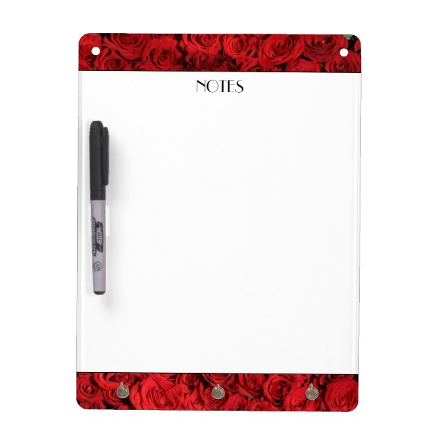 Chic Red Roses Pattern Personalized Notes Dry Erase Board (Front)