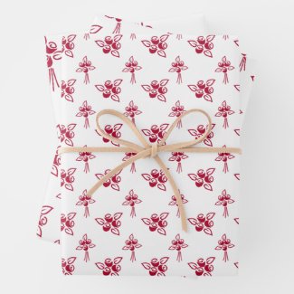 Chic Red Roses Pattern Wrapping Paper Flat Sheets