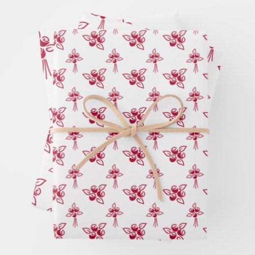 Chic Red Roses Pattern Wrapping Paper Flat Sheets