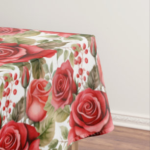 Chic Red Roses Tablecloth