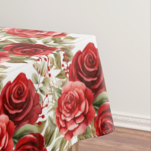 Chic Red Roses Tablecloth