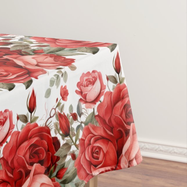 Chic Red Roses Tablecloth (In Situ)