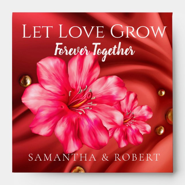 Chic Red Rosy Roses Wedding Bridal Favor Seeds  Envelope (Front)