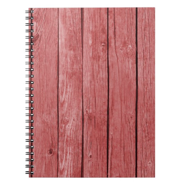 Chic Red Rustic Wood Notebook (Front)