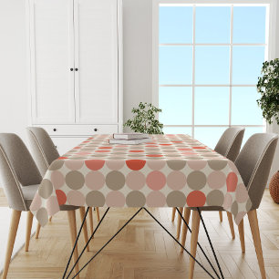 Chic Red Scandi Circle Stylish Dining Tablecloth