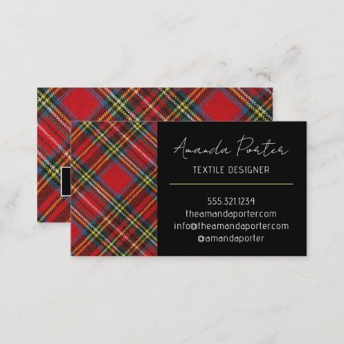 Chic Red Tartan Plaid Business Card