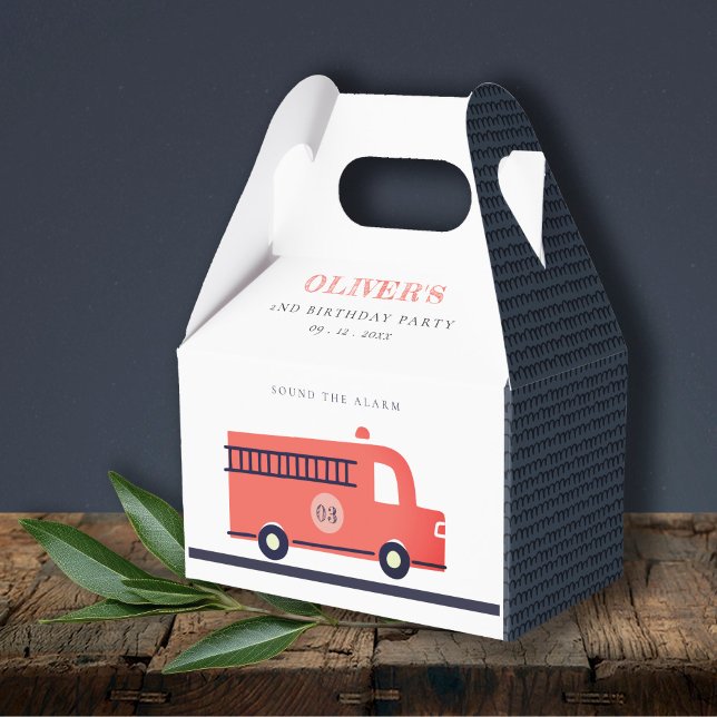 Chic Red Truck Fire Truck Engine Any Age Birthday Favor Boxes (Creator Uploaded)