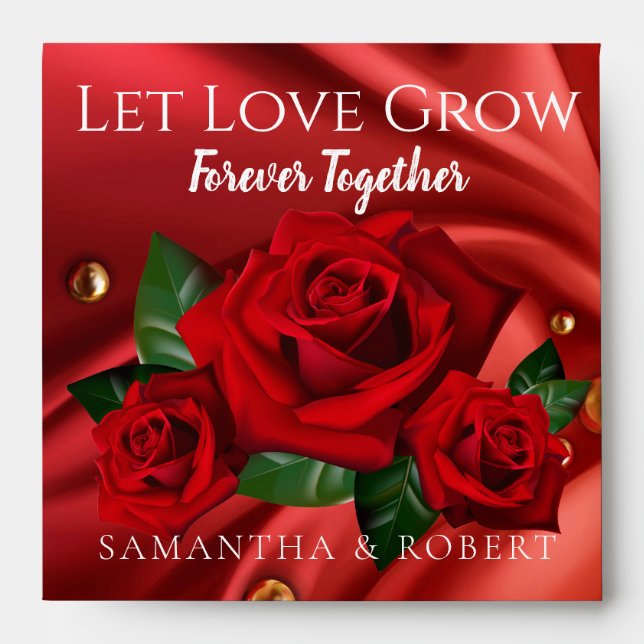 Chic Red Turkish Roses Wedding Favor Flower Seeds Envelope (Front)