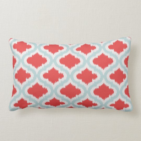 Chic Red Turquoise Moroccan Pattern Ikat Pillow Zazzle Com