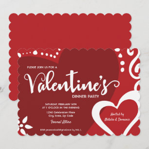 Chic Red Valentine dinner party invitation