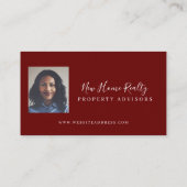 Chic Red Watercolor Front Door Real Estate Photo Business Card (Back)