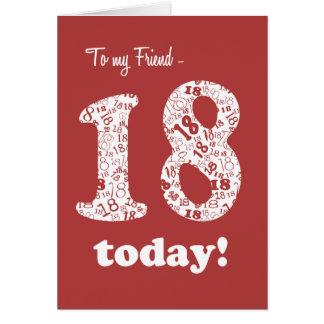 Chic Red, White 18th Birthday for Friend Cards