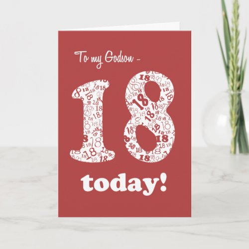 Chic Red White 18th Birthday for Godson Card