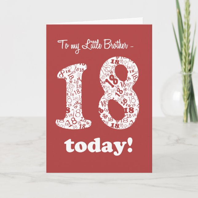 Chic Red, White 18th Birthday for Little Brother Card (Front)