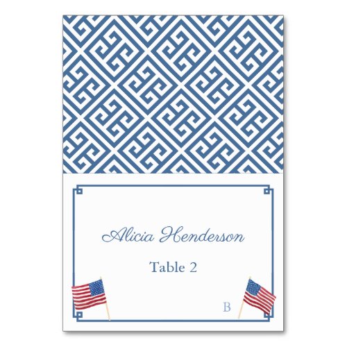 Chic Red White Blue USA Flag Wedding Place Card