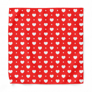 Chic Red White Hearts Pattern Girl Bandana