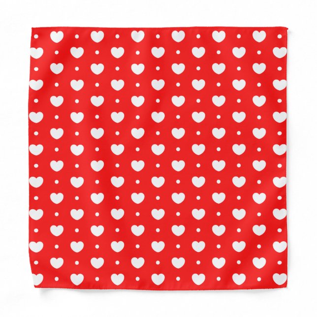 Chic Red White Hearts Pattern Girl Bandana (Front)
