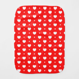 Chic Red White Hearts Pattern Girl Burp Cloth