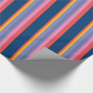 Chic Red, Yellow, Pink, Blue Stripe Wrapping Paper