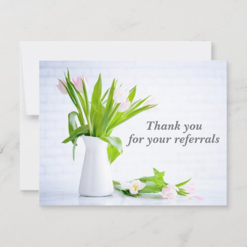 Chic Referral Thank You Tulip Flowers Business Card