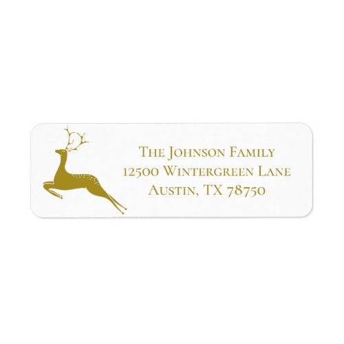 Chic Reindeer White Gold Christmas Return Address Label