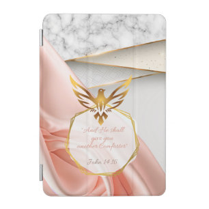 Chic Religious Pink Satin Gold Marble Dove iPad Mini Cover