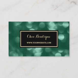 Chic Retail Boutique Glamorous Green Luxe Bokeh Business Card