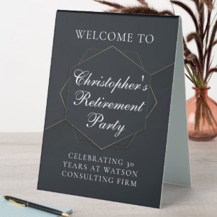 Chic Retirement Party Personalized Welcome Table Tent