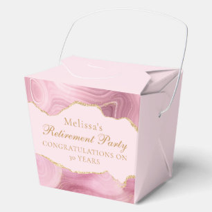 Chic Retirement Party Pink Gold Agate Custom Favor Boxes
