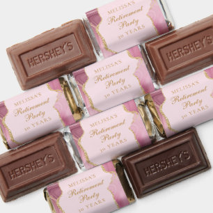 Chic Retirement Party Pink Gold Agate Custom Hershey's Miniatures