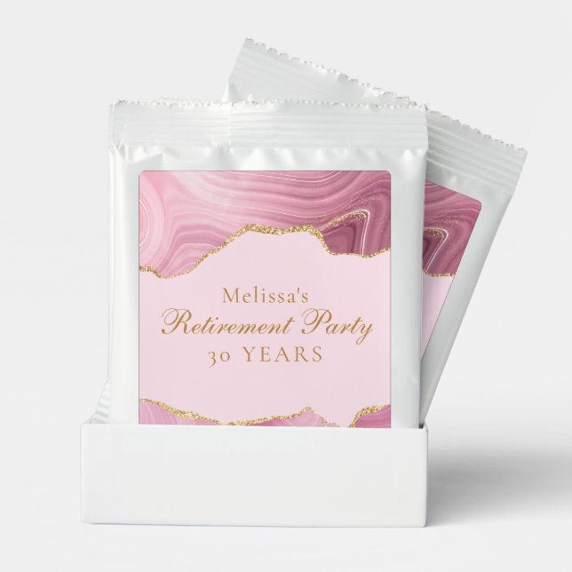 Chic Retirement Party Pink Gold Agate Custom Margarita Drink Mix (Pair)