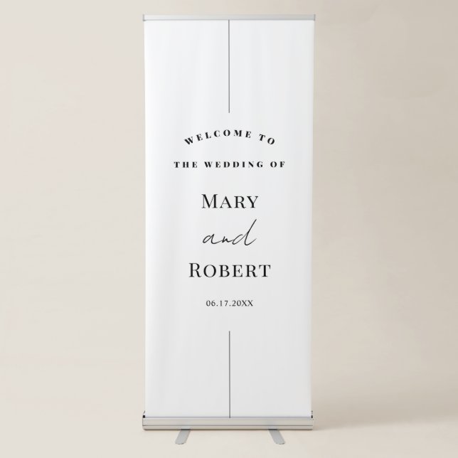 Chic retractable calligraphy wedding welcome banne retractable banner (Front)