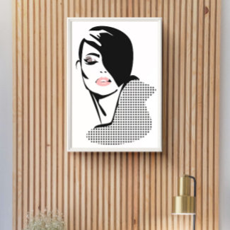 Chic Retro Black and White Fashion Girl Minimalist