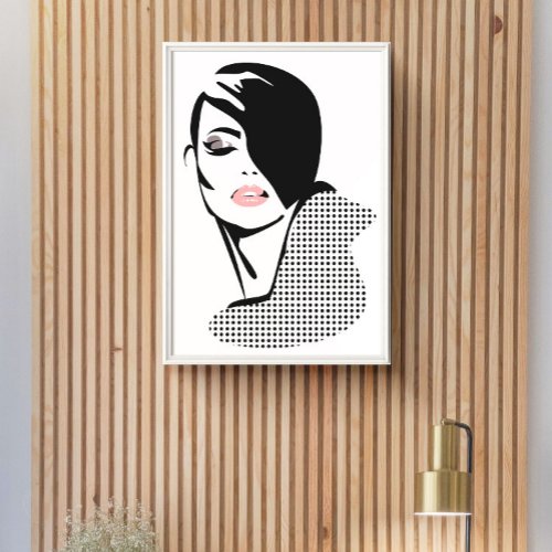 Chic Retro Black and White Fashion Girl Minimalist Poster