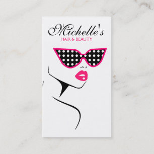 Chic Retro Black Pink Polka Dot Sunglasses Beauty Business Card