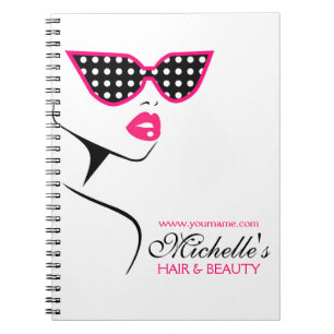 Chic Retro Black Pink Polka Dot Sunglasses Beauty Notebook