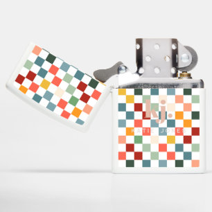 Chic Retro Checks Monogram  Zippo Lighter