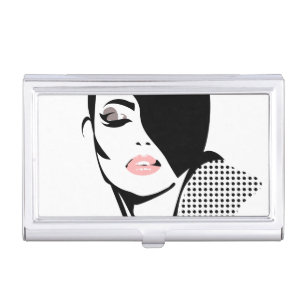 Chic retro dots fashion girl case for business cards