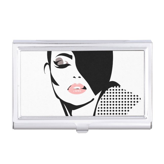 Chic retro dots fashion girl case for business cards (Front)