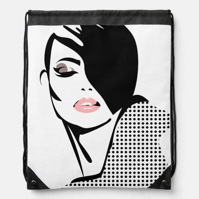 Chic retro dots fashion girl drawstring bag (Front)