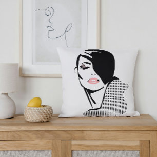 Chic retro dots fashion girl throw pillow