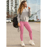 Chic Retro Fashion Pink White Polka Dots Pattern Leggings<br><div class="desc">Custom, retro, cool, cute, chic, stylish, trendy, breathable, hand sewn, white polka dots on dark pink pattern womens full length fashion travel workout sports yoga gym running leggings pants, that stretches to fit your body, hugs in all the right places, bounces back after washing, and doesn't lose their shape on...</div>