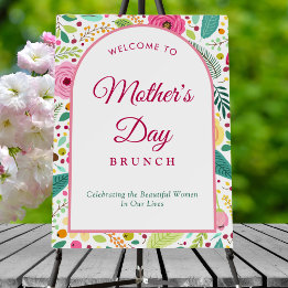 Chic Retro Floral Mother's Day Brunch Welcome Sign