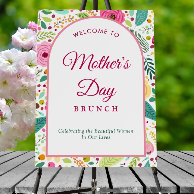 Chic Retro Floral Mother's Day Brunch Welcome Sign (Creator Uploaded)