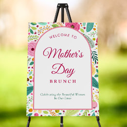 Chic Retro Floral Mother's Day Brunch Welcome Sign