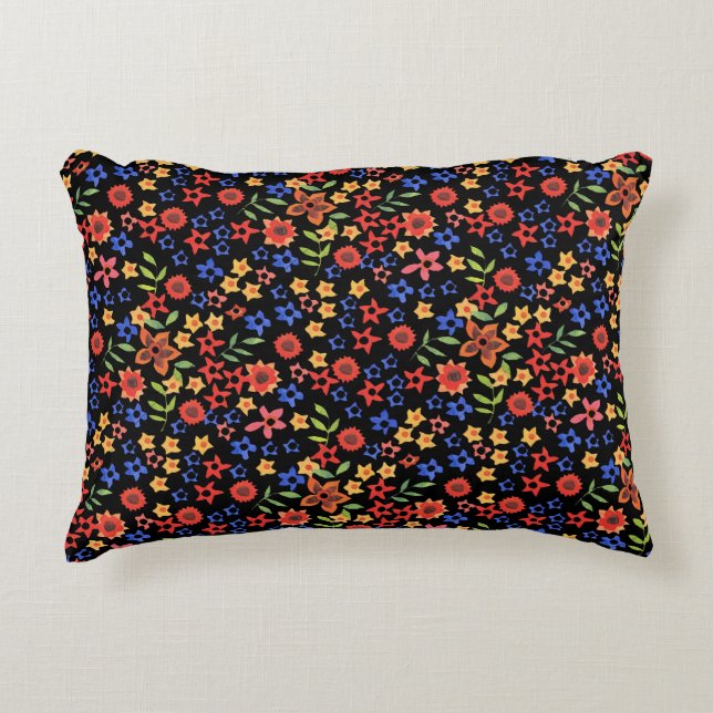 Chic Retro Floral Print Custom Accent Pillow (Front)