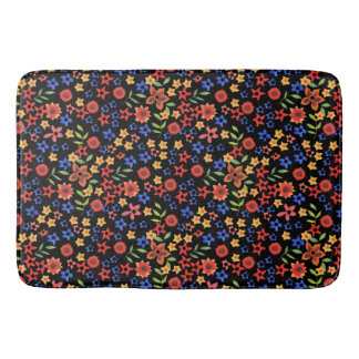 Chic Retro Floral Print Custom Bath Mat