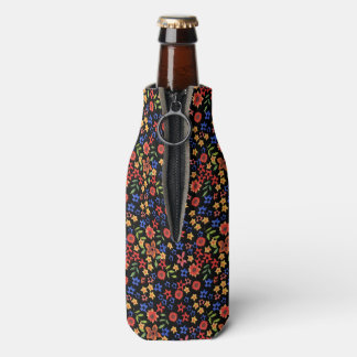 Chic Retro Floral Print Custom Bottle Cooler