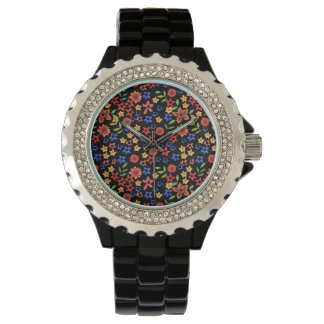 Chic Retro Floral Print Custom Wrist Watch
